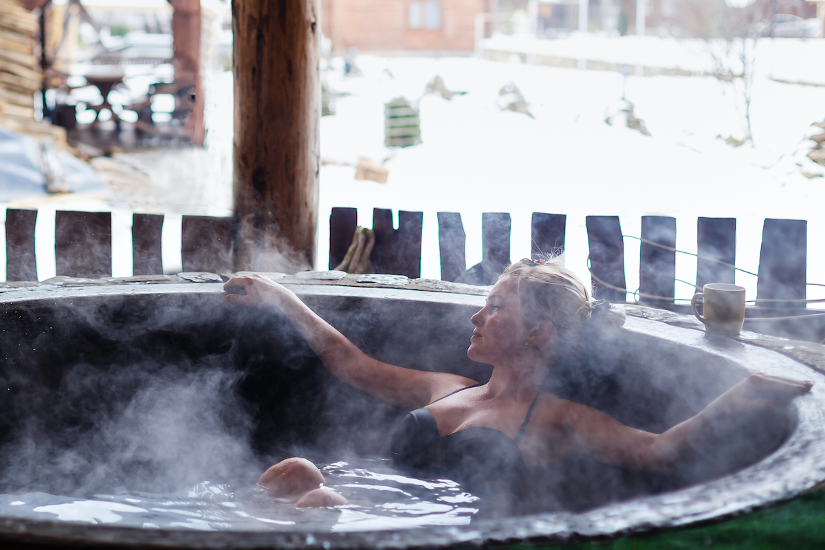 woman taking a hot bath